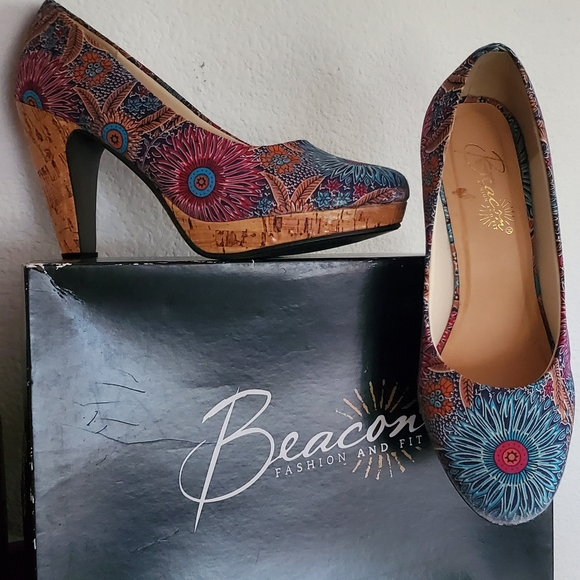 Beacon Shoes - Beacon Women's Floral Patterned Heels